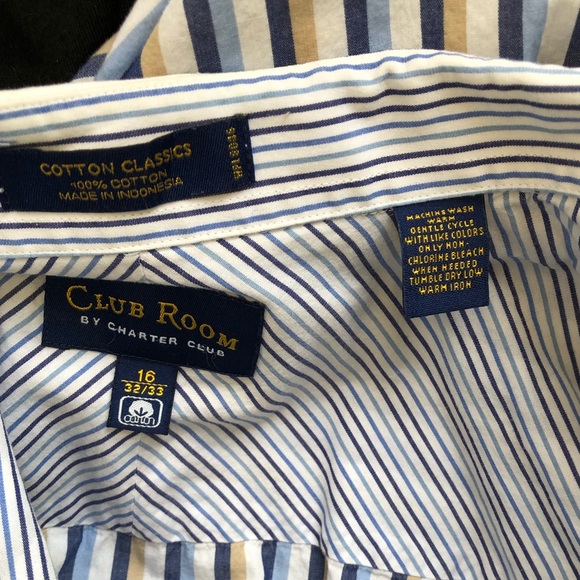 SALE🤑•Blue/Tan Pinstriped Buttoned Dress Shirt for Men - Picture 5 of 8